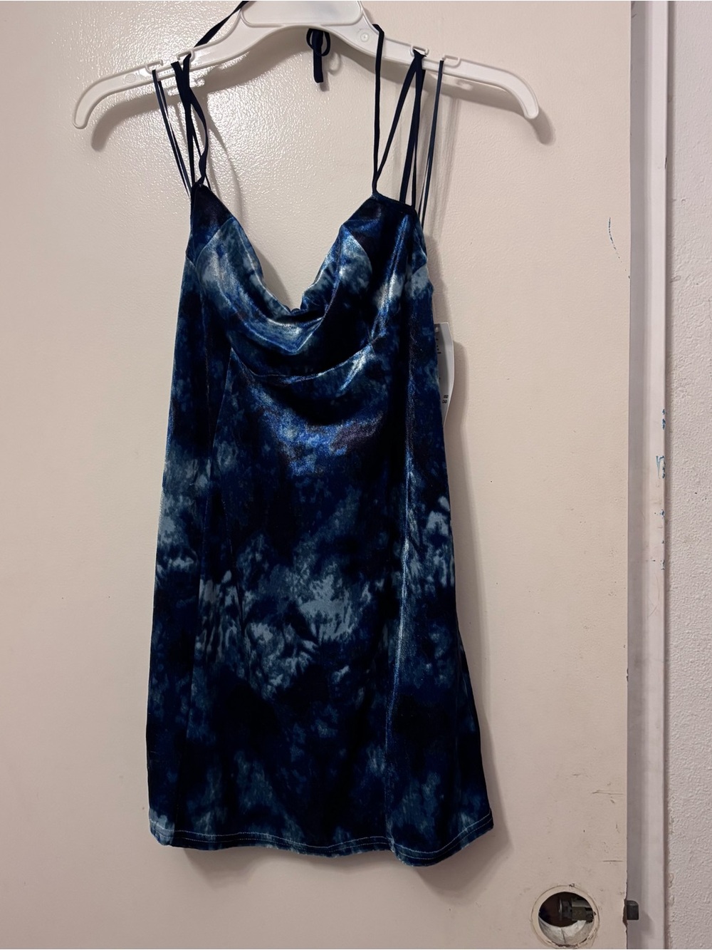 Urban Outfitters Blue Tie-Dye Cowl Neck Slip Dress